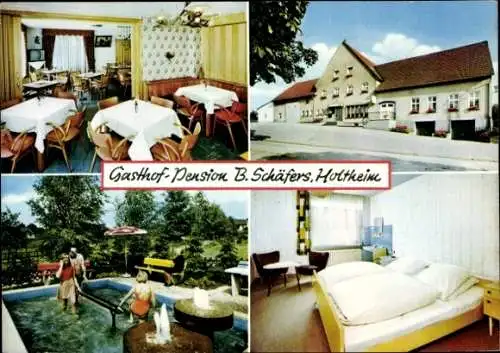 Ak Holtheim Lichtenau in Westfalen, Gasthof-Pension B. Schäfers, Gastraum, Kneipp-Becken