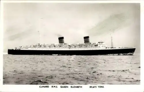 Ak Cunard Line, R.M.S. Queen Elizabeth, Dampfschiff, Ozeandampfer