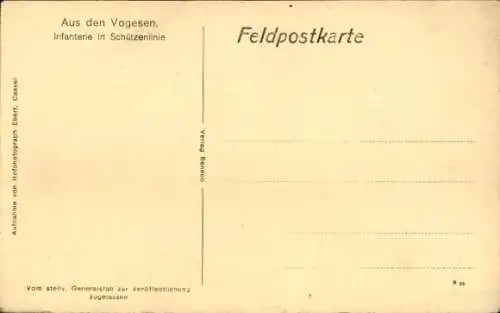 Ak Vogesen, Infanterie in Schützenlinie, Deutsche Soldaten, I. WK