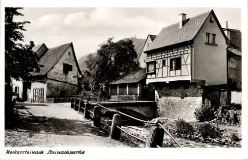Ak Neckarsteinach in Hessen, Steinachpartie, Fachwerkhaus