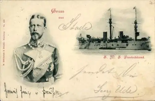 Ak Deutsches Kriegsschiff, SMS Deutschland, Prinz Heinrich von Preußen, Kaiserliche Marine