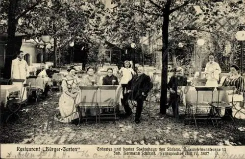 Ak Berlin Kreuzberg, Restaurant Bürger-Garten, Alexandrinenstraße 15