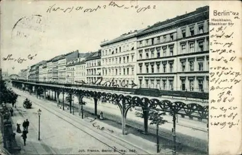 Ak Berlin Kreuzberg, Gitschiner Straße, Hochbahn