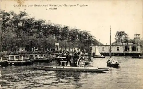 Ak Berlin Treptow, Restaurant Kaiserbad-Garten, Tretboot