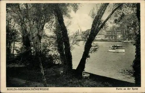 Ak Berlin Treptow Niederschöneweide, Ufer der Spree