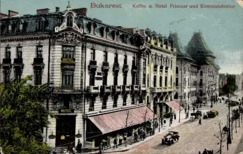 Ak București Bukarest Rumänien, Hotel Princia, Straßenpartie
