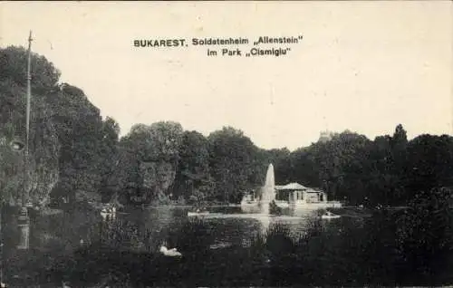 Ak București Bukarest Rumänien, Soldatenheim Allenstein im Park Cismigiu