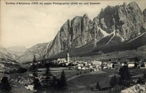 Ak Cortina d'Ampezzo Veneto, Gesamtansicht, Pomagagnon, Seekofel