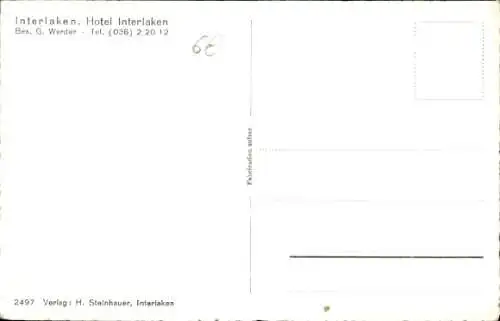 Ak Interlaken Kanton Bern Schweiz, Hotel Interlaken