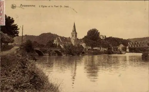 Ak Anseremme Dinant Wallonien Namur, Kirche, Pont St. Jean