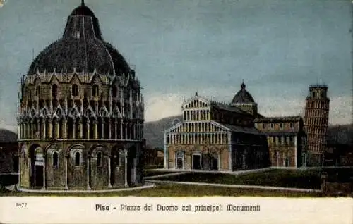 Ak Pisa Toscana, Piazza del Duoma col principali Monumenti