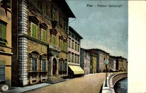 Ak Pisa Toscana, Palazzo Upezzinghi, Eingang,Uferpartie
