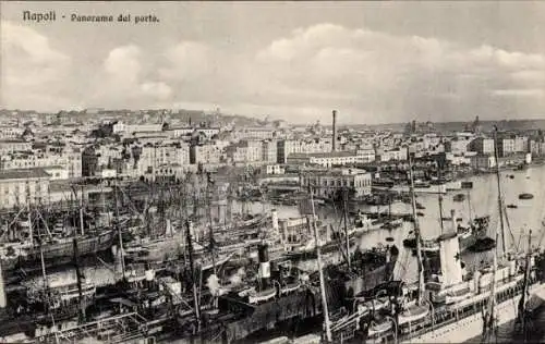 Ak Napoli Neapel Campania, Panoramablick, Hafen
