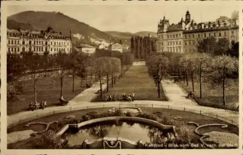 Ak Karlovy Vary Karlsbad Stadt, Panorama, Blick vom Bad V