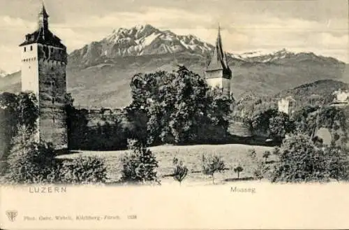 Ak Luzern Stadt Schweiz, Blick auf die Museggmauer