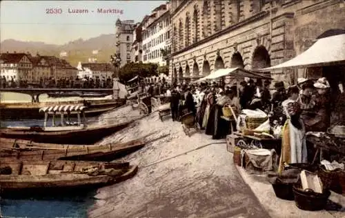 Ak Luzern Stadt Schweiz, Markttag