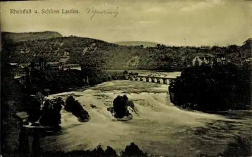 Ak Neuhausen am Rheinfall Kanton Schaffhausen, Rheinfall, Wasserfall, Gesamtansicht