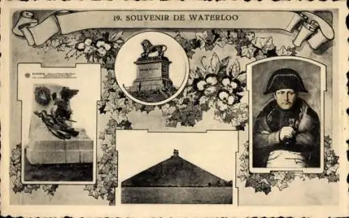 Ak Waterloo Wallonisch Brabant, Löwen-Denkmal, Napoleon