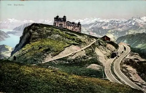 Ak Rigi Kulm Kanton Schwyz, Hotel, Zahnradbahn