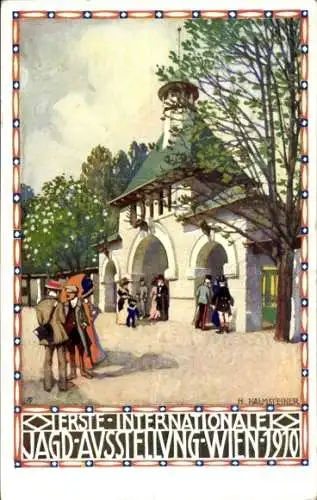 Künstler Ak Kalmsteiner Wien 1 Innere Stadt, I Internationale Jagdausstellung 1910, Portal