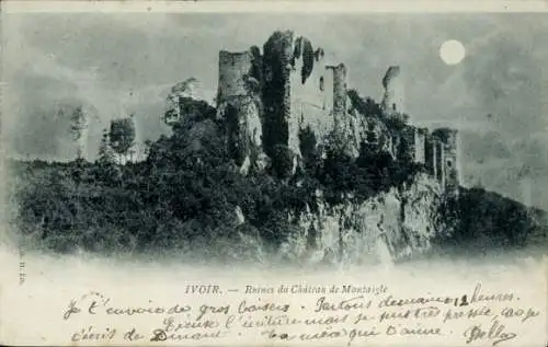 Ak Yvoir sur Meuse Wallonien Namur, Ruinen der Burg Montaigle