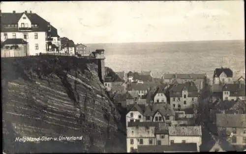 Ak Nordseeinsel Helgoland, Oberland, Unterland, Gesamtansicht