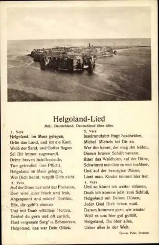 Lied Ak Helgoland in Schleswig Holstein, Lied von Gustav Peter, Inselpanorama