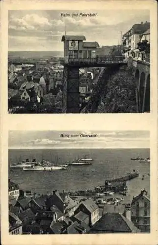 Ak Helgoland in Schleswig Holstein, Falm, Fahrstuhl, Oberland