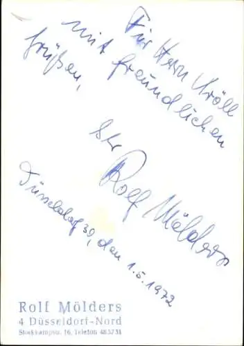 Ak Schauspieler Rolf Mölders, Portrait, Autogramm