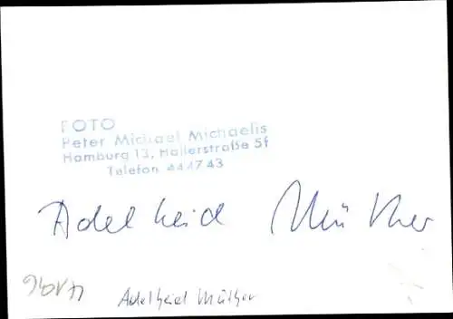 Ak Schauspielerin Adelheid Müther, Portrait, Autogramm