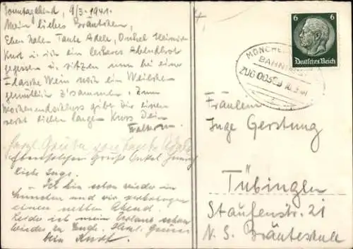 Ak Bahnpoststempel München Zug 369