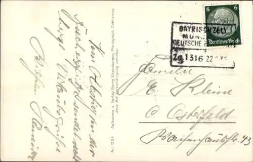 Ak Bahnpoststempel Bayrischzell-München Zug 1316
