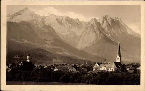 Ak Bahnpoststempel Garmisch-München Zug 1368