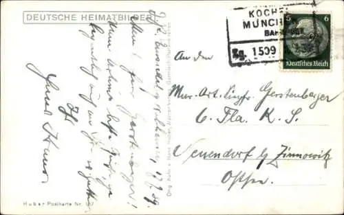 Ak Bahnpoststempel Kochel-München Zug 1509