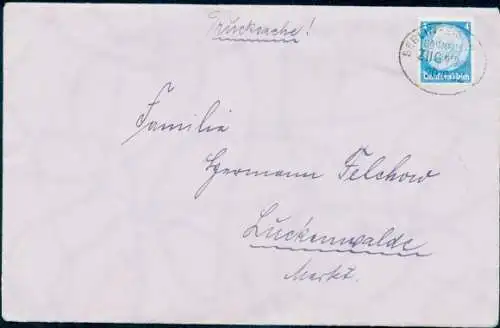 Bahnpoststempel Berlin Eisenach auf Briefumschlag