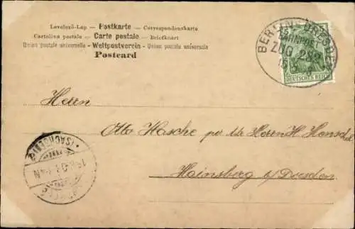 Bahnpoststempel Berlin Dresden, Zug 282, auf Ansichtskarte