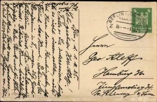 Bahnpoststempel Berlin Hannover, Zug 8, auf Ansichtskarte