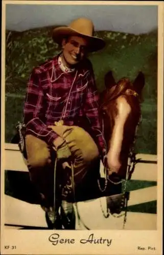 Ak Schauspieler Gene Autry, Portrait, Cowboy, Pferd