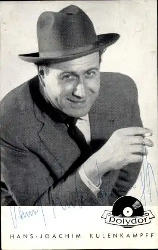 Ak Moderator und Schauspieler Hans Joachim Kulenkampff, Portrait, Zigarette, Polydor, Autogramm