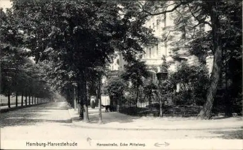 Ak Hamburg Eimsbüttel Harvestehude, Hansastraße, Ecke Mittelweg