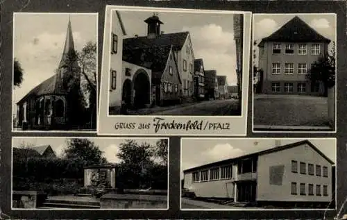 Ak Freckenfeld in der Saarpfalz, Kirche, Kriegerdenkmal, Stadtansichten