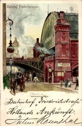 Künstler Litho Kley, Heinrich, Berlin Mitte, Friedrichstraße, Bahnhof