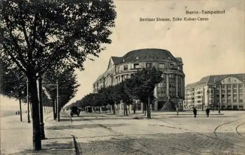 Ak Berlin Tempelhof, Berliner Straße Ecke Kaiser-Corso