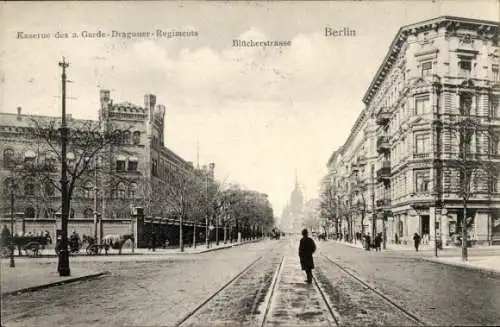 Ak Berlin Kreuzberg, Blücherstraße Ecke Baerwaldstraße, Kaserne 2. Garde Dragoner Regiment
