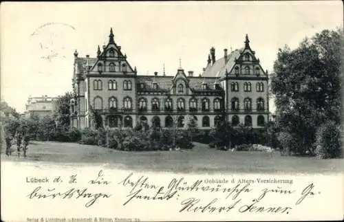 Ak Hansestadt Lübeck, Gebäude der Alters-Versicherung