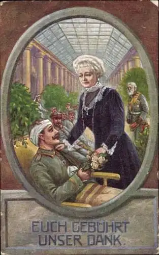 Ak Euch gebührt unser Dank, Kaiserin Auguste Viktoria besucht verwundete Soldaten, I WK