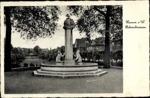 Ak Hamm Westfalen, Wohnviertel mit Park und Bärenbrunnen