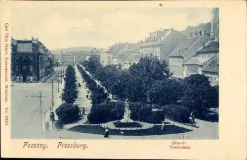 Ak Pozsony Pressburg Bratislava Slowakei, Promenade, Denkmal