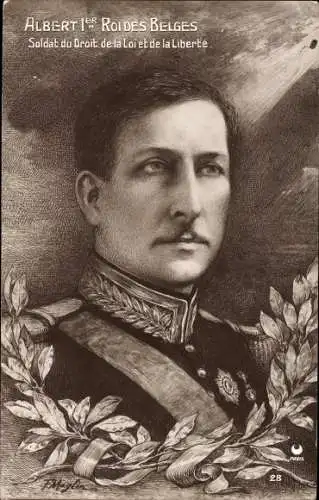 Künstler Ak Maglin, König Albert I von Belgien, Portrait