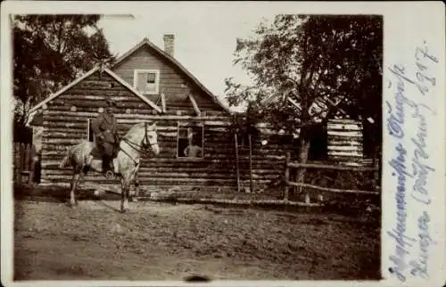 Foto Ak Ignatowo, Deutscher Soldat in Uniform auf einem Pferd, I WK